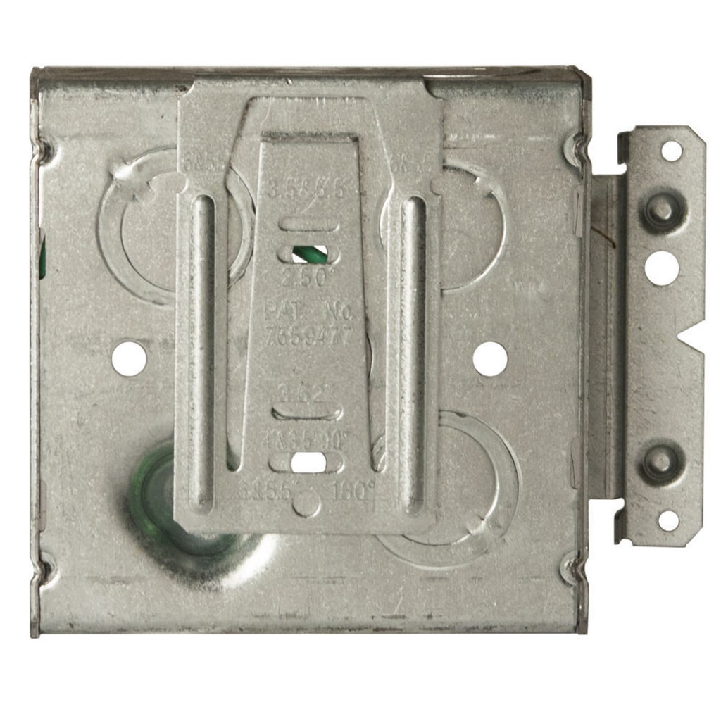 4 in. Square Box, Welded, 1-1/2 in. Deep with Eight 1/2 in. KO's  & Five TKO's, Raised Ground, 8 in. #12 Solid Copper Pigtail, UBS, HM Bracket