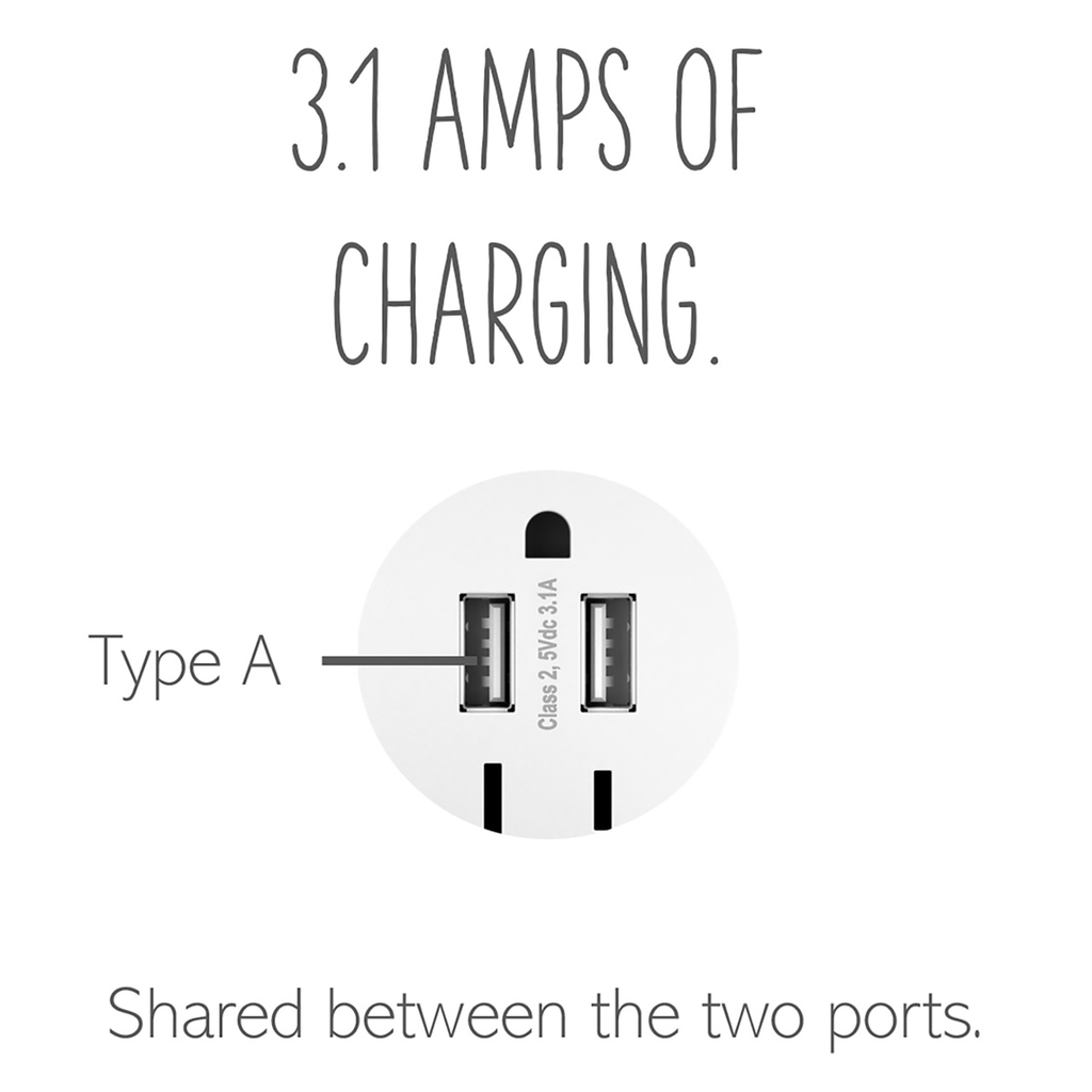 adorne® Dual-USB Outlet , White