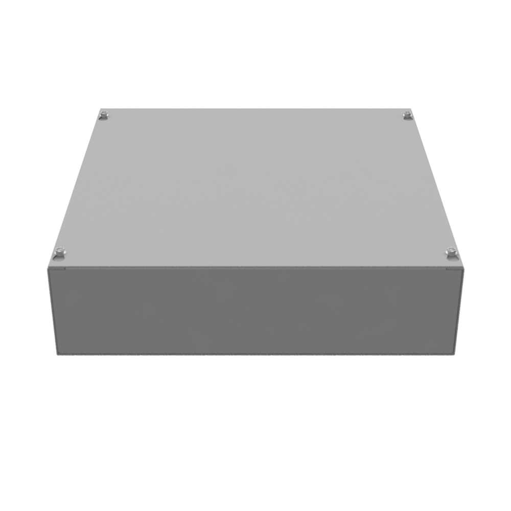 16x4X16 Screw Cover Type 1 UL Steel No KO Gray Cover w/ Teardrop Slots Holes In Back