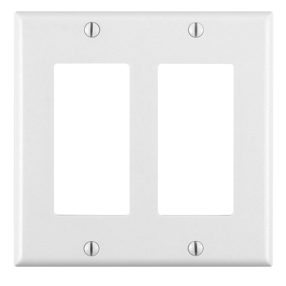 2-Gang Decora/GFCI Device Wallplate, Standard Size, Thermoset, White