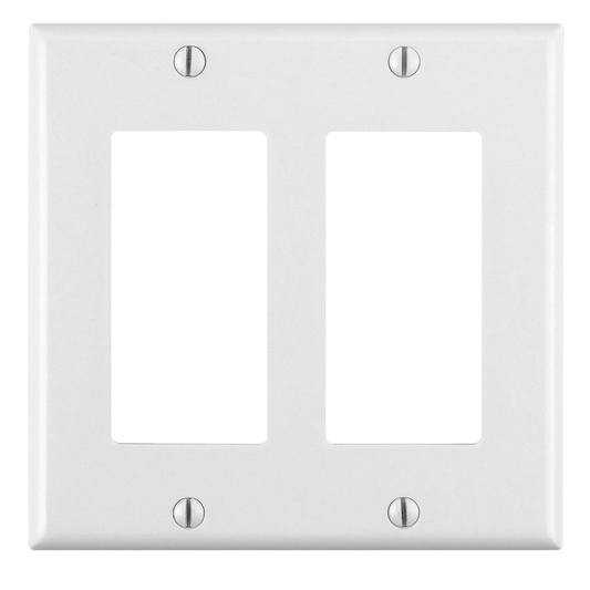 2-Gang Decora/GFCI Device Wallplate, Standard Size, Thermoset, White