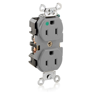 15 Amp Duplex Receptacle/Outlet, Hospital Grade, Self-Grounding