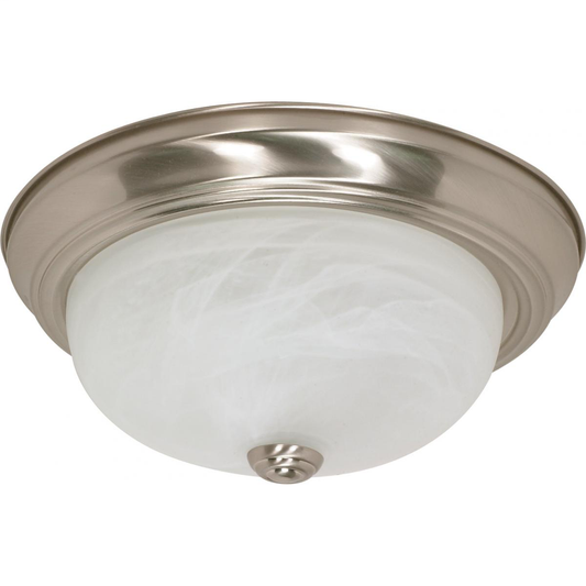 2 Light - 13" - Flush Mount - Alabaster Glass, Color retail packaging