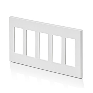 5-Gang Decora Plus Screwless Wallplate Polycarbonate, White