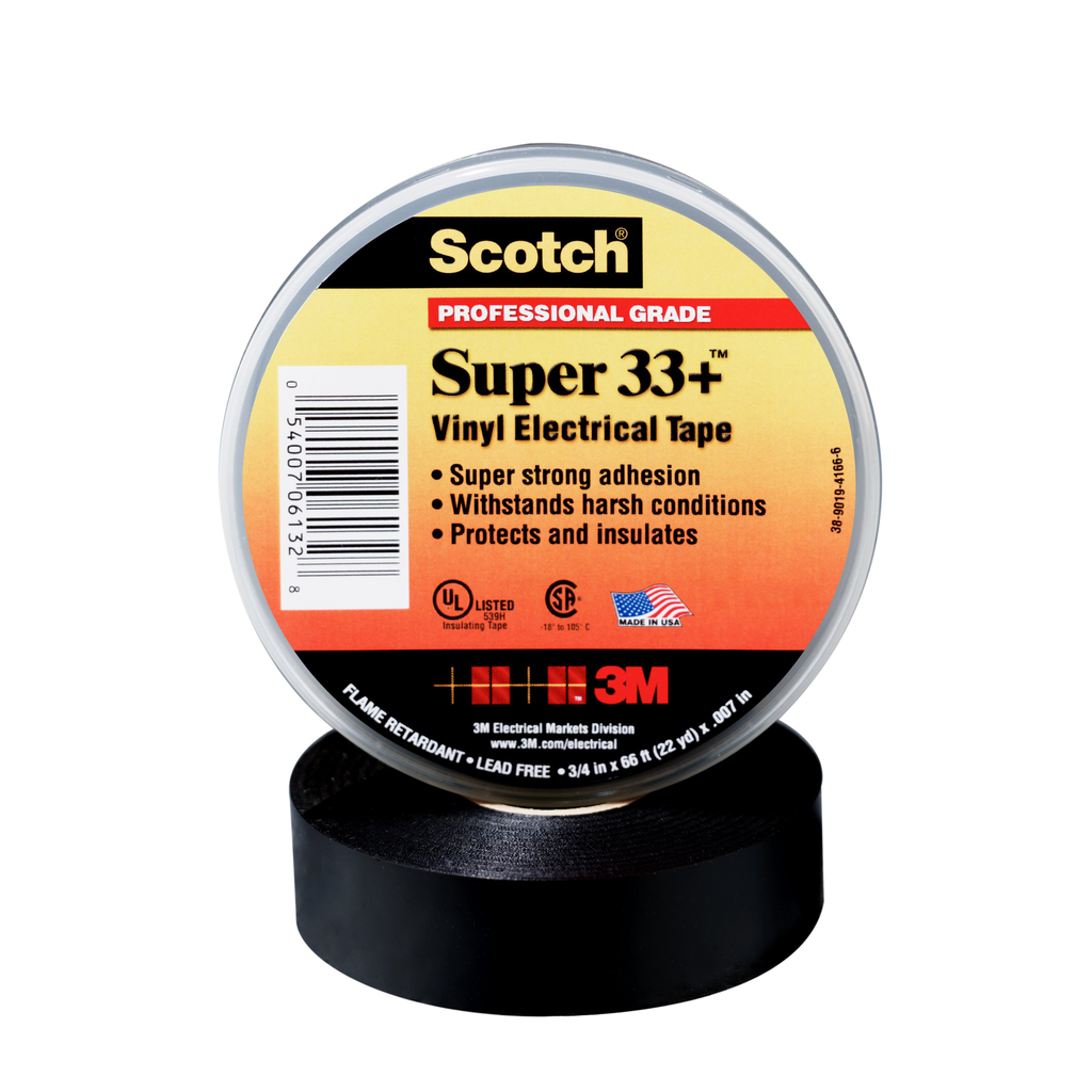 3M Super 33+ Vinyl Electrical Tape, 3/4 in x 66 ft, Black