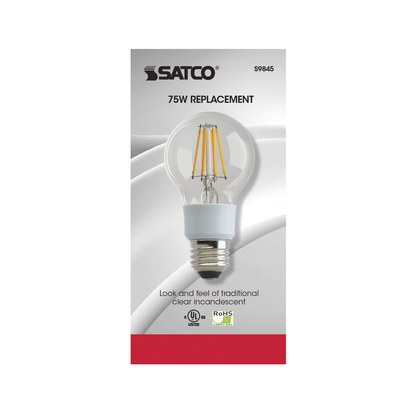9 Watt A19 LED; Clear; Medium base; 2700K; 1100 Lumens; 120 Volt