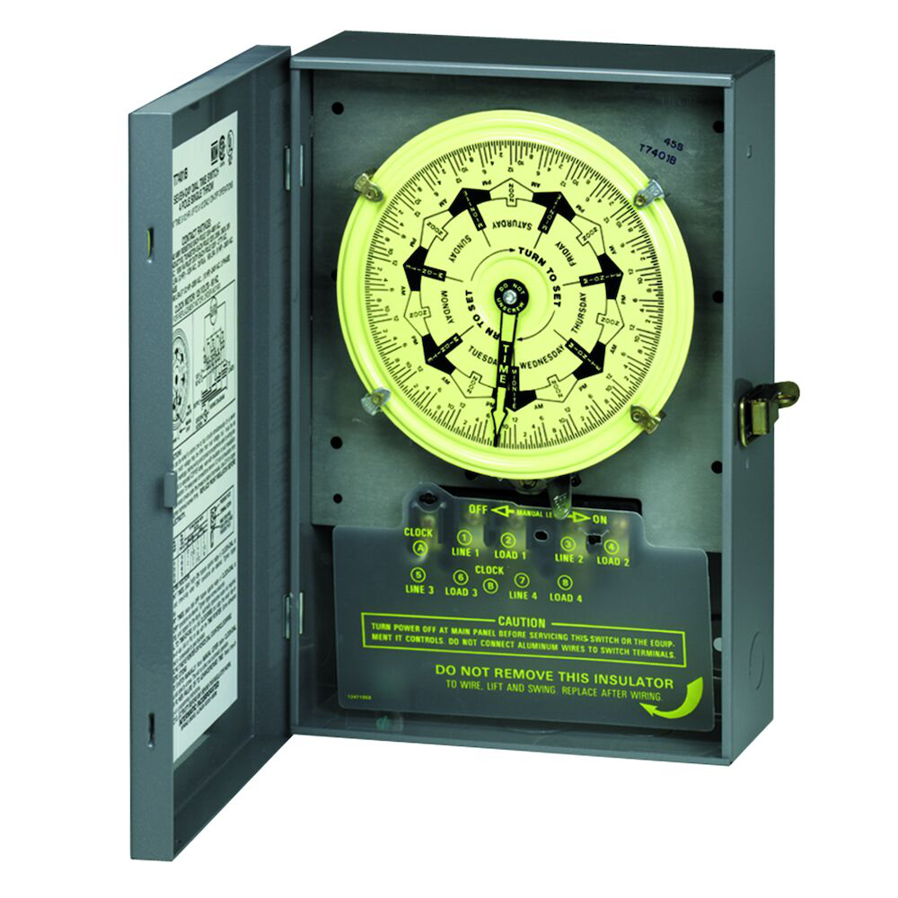 7-Day Mechanical Time Switch, 208-277 VAC, 60Hz, 2 NO/2 NC, Indoor Metal Enclosure, 3.5 Hour Interval