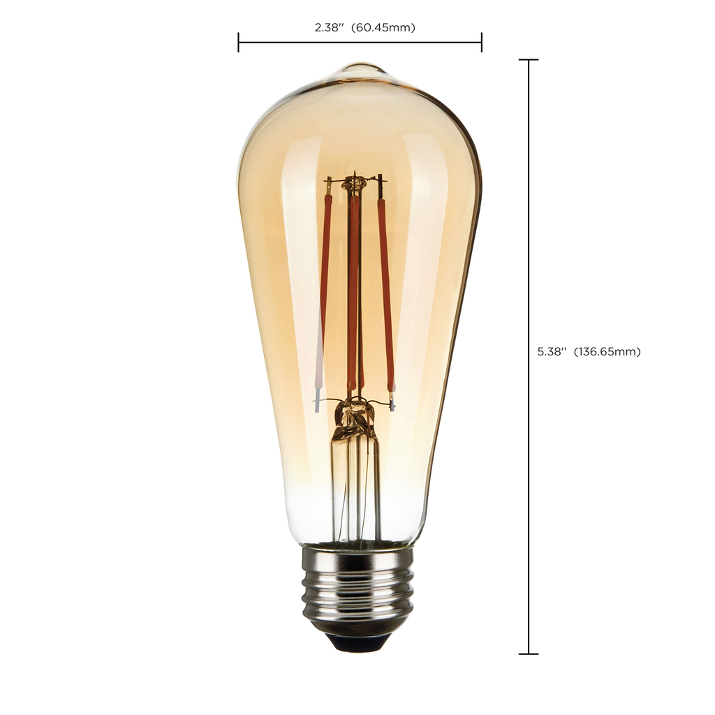 2.5 Watt ST19 LED; Transparent Amber; Medium base; 2000K; 220 Lumens; 120 Volt