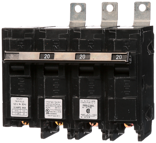 BREAKER 20A 3P 240V 22K BLH 120V SHUNT