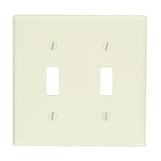 2-Gang Toggle Switch Wallplate, Standard Size, Thermoset, Device Mount, Light Almond