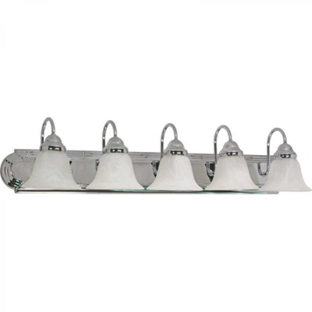 Ballerina - 5 Light 36" Vanity with Alabaster Glass - Polished Chrome Finish