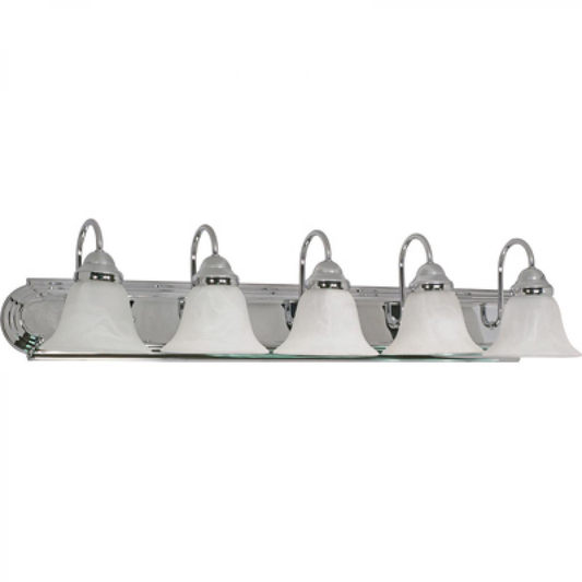 Ballerina - 5 Light 36" Vanity with Alabaster Glass - Polished Chrome Finish