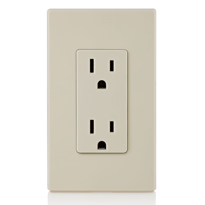15 Amp Duplex Outlet/Receptacle, Self-Grounding, Light Almond