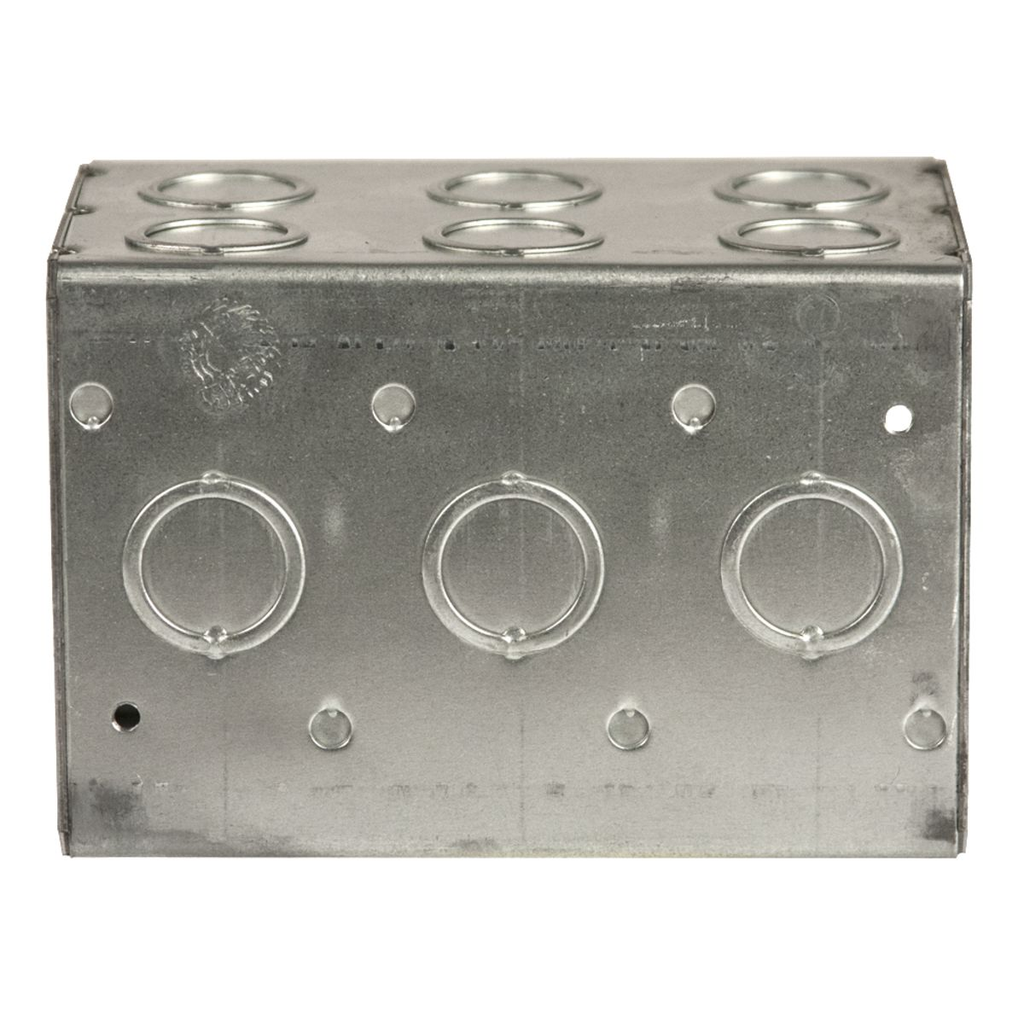 3-Gang Masonry Box, Nongangable, 3-1/2 in. Deep, Nineteen Concentric KO‚Äôs
