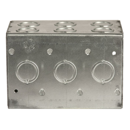 3-Gang Masonry Box, Nongangable, 3-1/2 in. Deep, Nineteen Concentric KO‚Äôs
