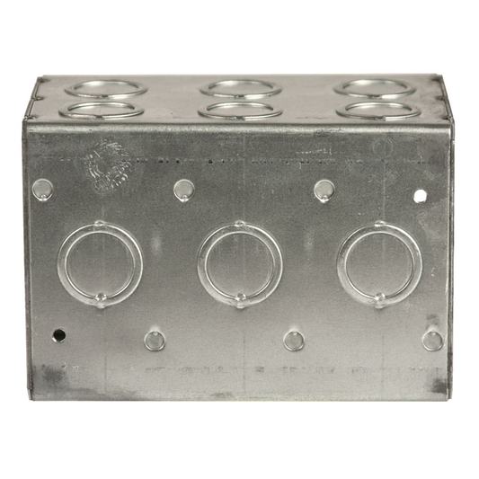 3-Gang Masonry Box, Nongangable, 3-1/2 in. Deep, Nineteen Concentric KO‚Äôs
