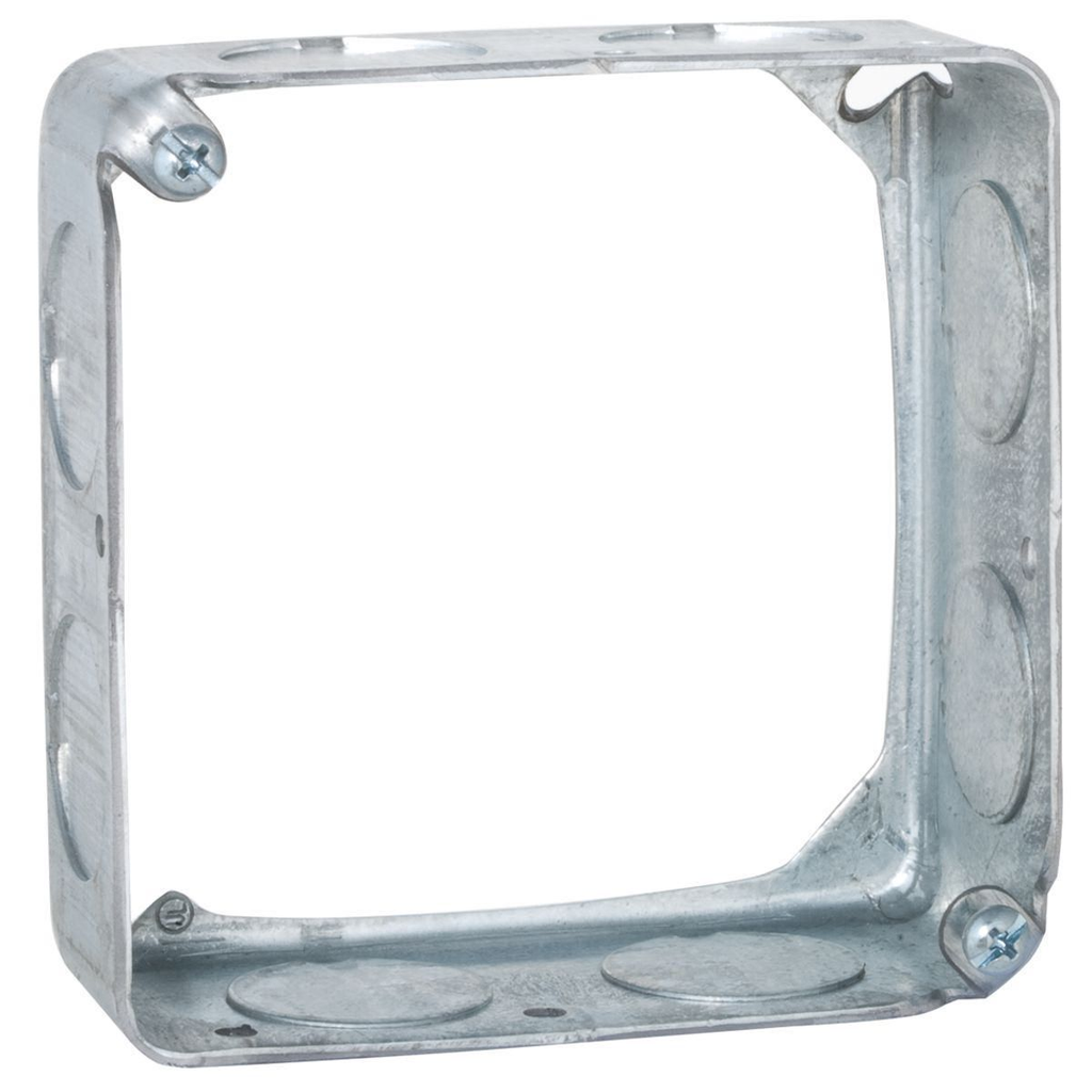 4 in. Square Extension Ring, Drawn, 1-1/2 in. Deep, Eight 3/4 in. KO's