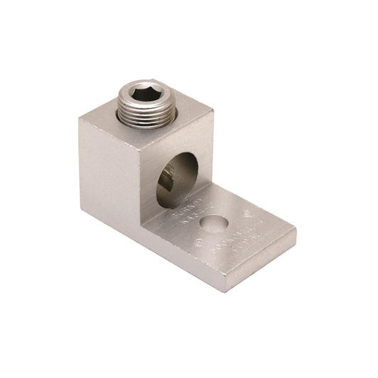 Aluminum Universal Terminal, 1 Hole, 6 AWG (Str)-350 kcmil, 3/8" Stud, 1 Screw, Al/Cu Rated, Tin Plated
