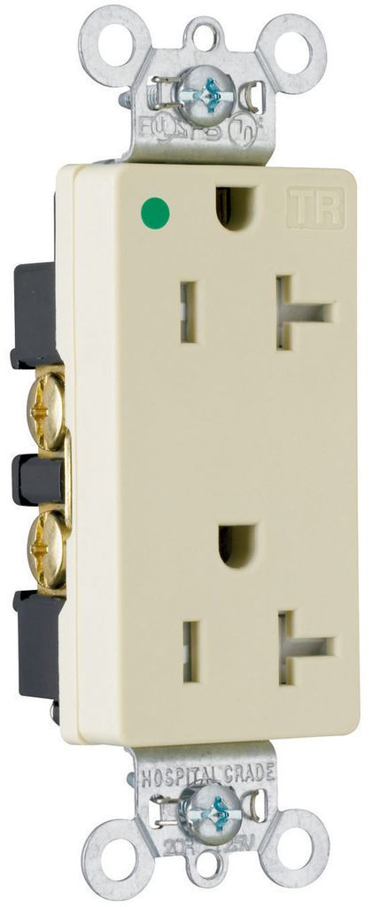 20A 125V Heavy Duty Hospital-Grade Tamper-Resistant Decorator Duplex Receptacle, Back and Side Wire, Red