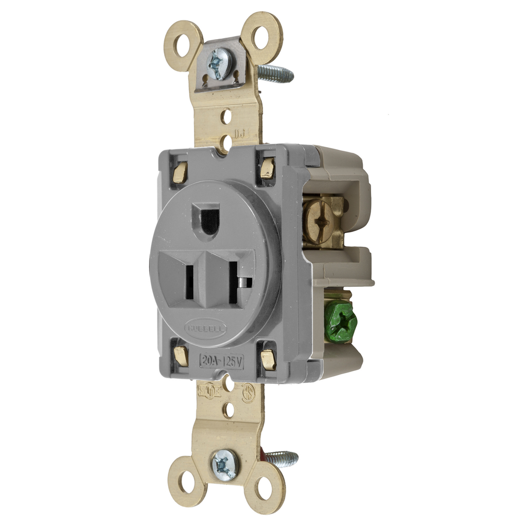 20A Single Receptacle Industrial Grade 125V 5-20R, Gray
