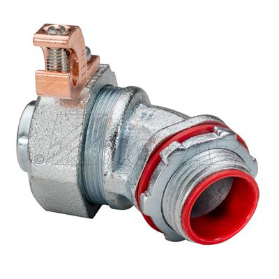 45° Liquidtight Connector with Copper Grounding Lug 1-1/2"