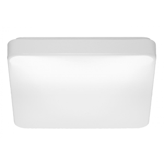14"- LED Flush with White Acrylic Lens - Square - White Finish - with Occupancy Sensor -120V