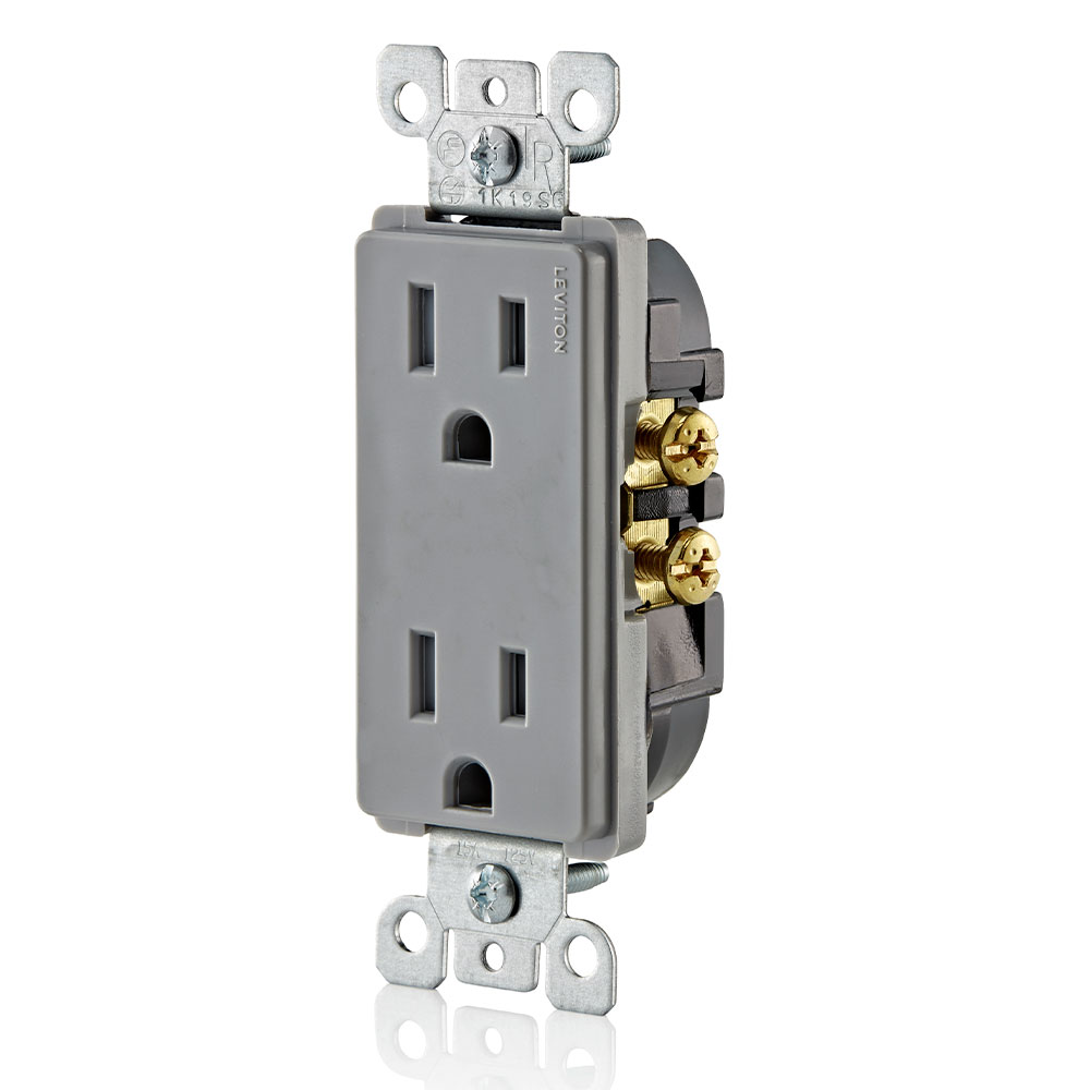 15 Amp Decora Tamper-Resistant Duplex Outlet/Receptacle, Grounding, Gray