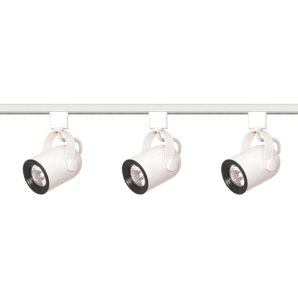 3 Light - MR16 - Round Back Track Kit - 4 foot Track - Line Voltage - White