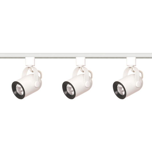 3 Light - MR16 - Round Back Track Kit - 4 foot Track - Line Voltage - White
