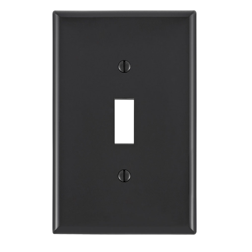 1-Gang Toggle Wallplate, Midway Size, Device Mount, Black