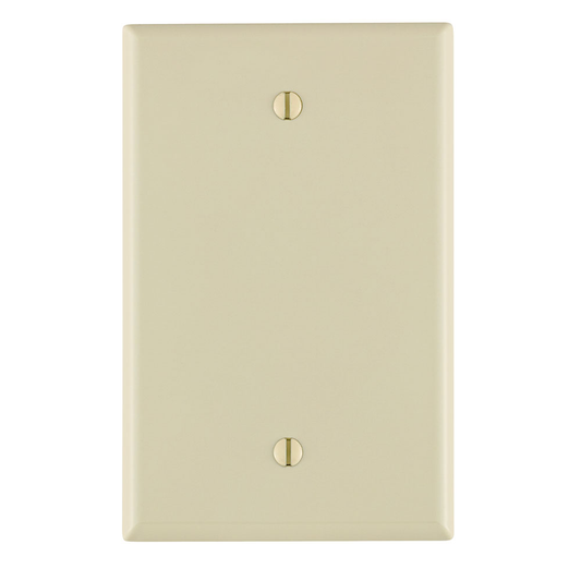 1-Gang Blank Wallplate, Midway Size, Thermoplastic Nylon, Light Almond