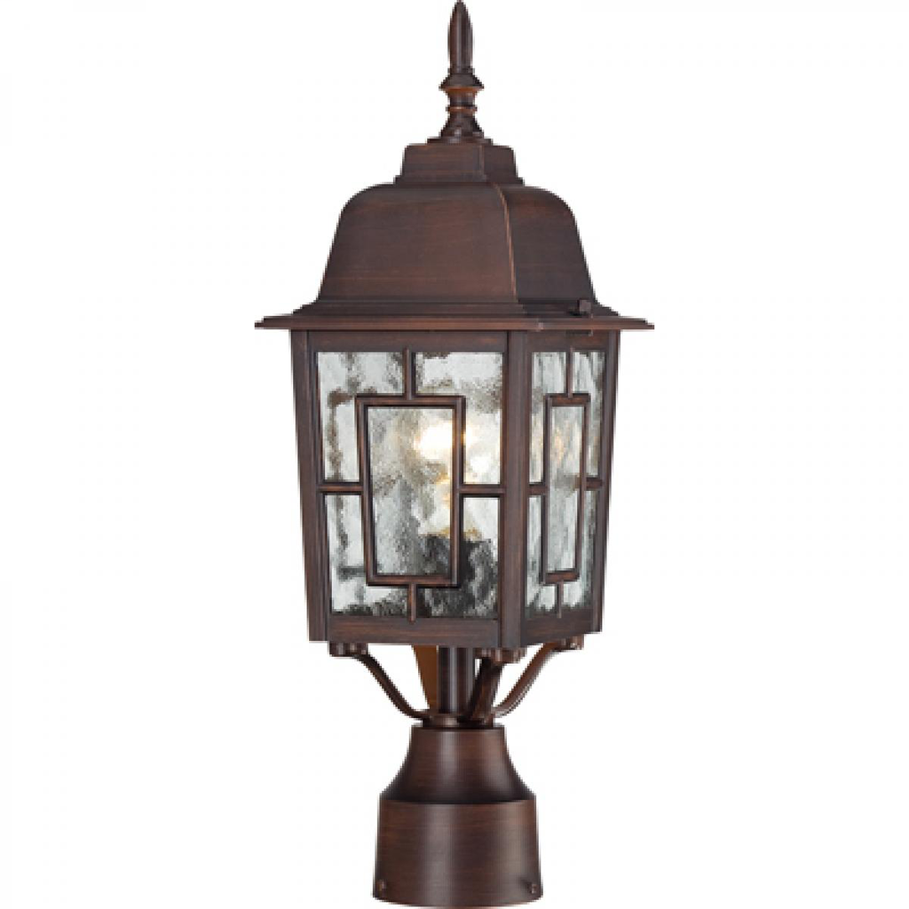 Banyan - 1 Light 17" Post Lantern with Clear Water Glass - Rustic Bronze Finish