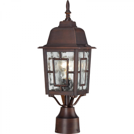 Banyan - 1 Light 17" Post Lantern with Clear Water Glass - Rustic Bronze Finish