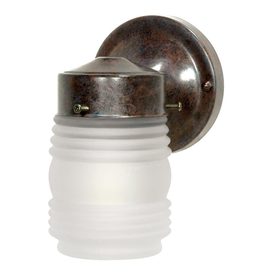 1 Light - 6" Mason Jar with Frosted Glass - Old Bronze Finish