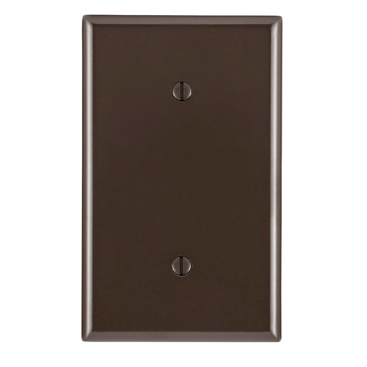 1-Gang Blank Wallplate, Standard Size, Thermoset, Brown