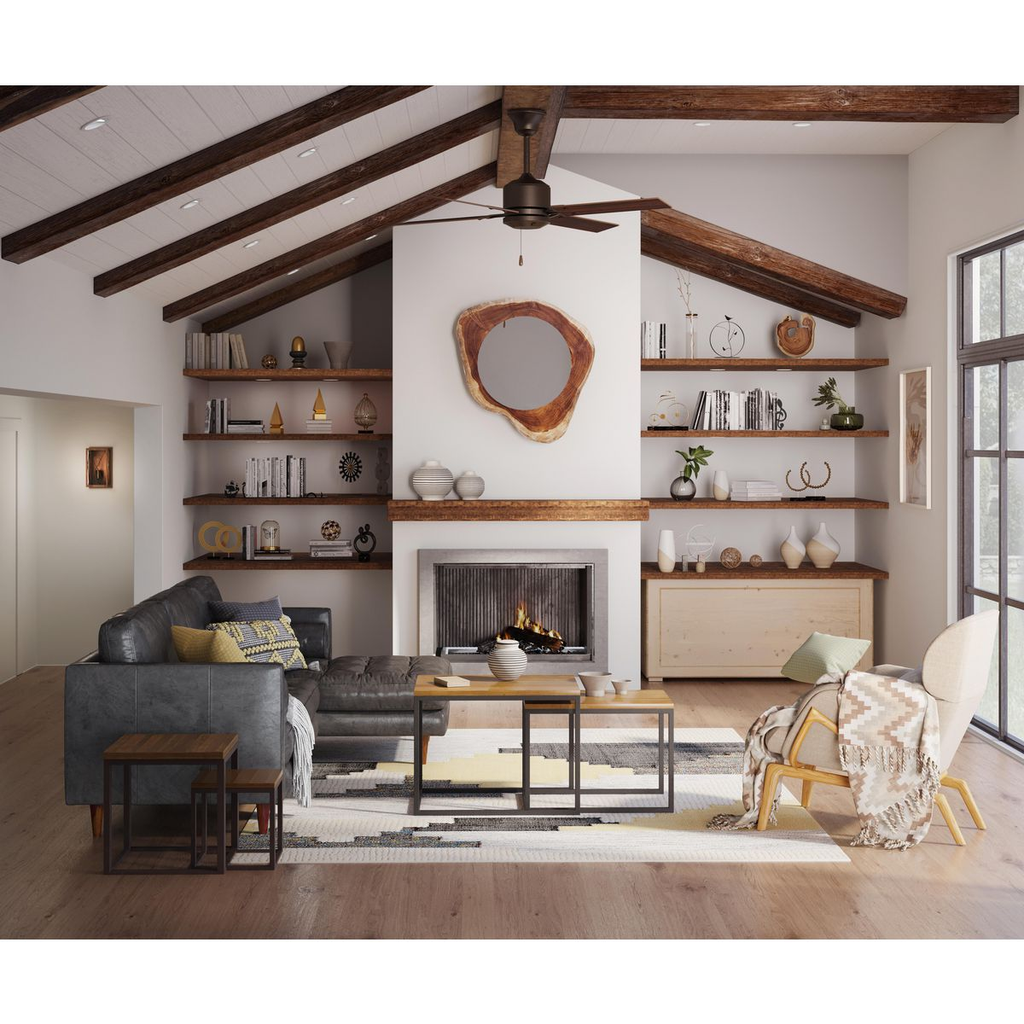 Architectural bronze ceiling fan canopy mount.