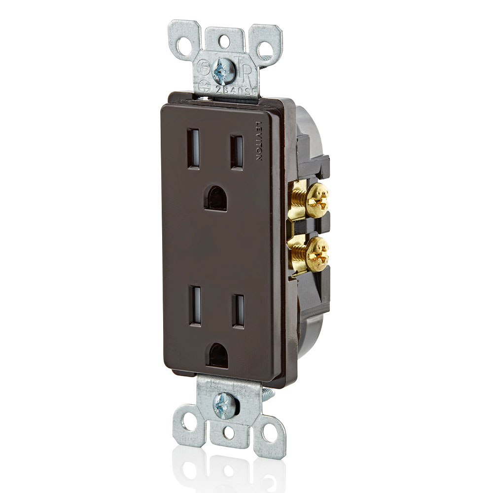15 Amp Decora Tamper-Resistant Duplex Outlet/Receptacle, Grounding, Brown