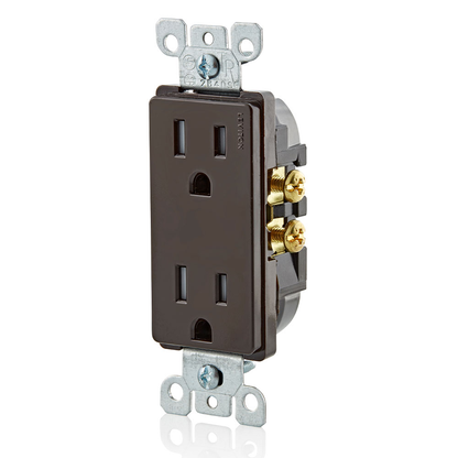15 Amp Decora Tamper-Resistant Duplex Outlet/Receptacle, Grounding, Brown