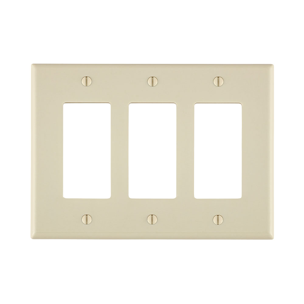 3-Gang Decora/GFCI Device Wallplate, Midway Size,Thermoset, Light Almond