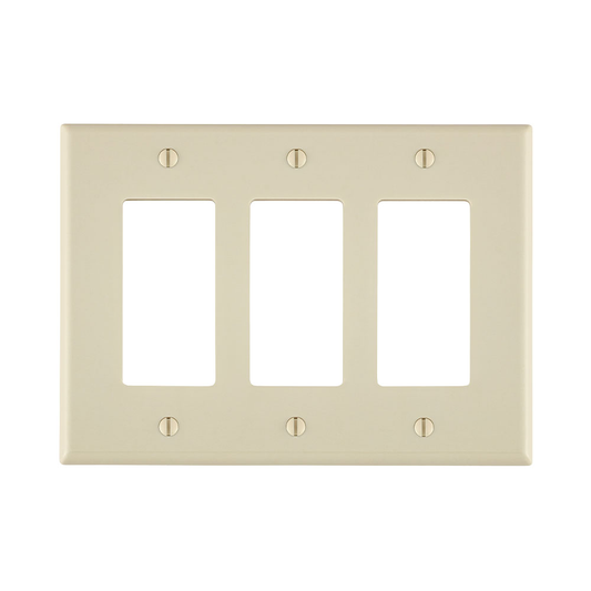 3-Gang Decora/GFCI Device Wallplate, Midway Size,Thermoset, Light Almond