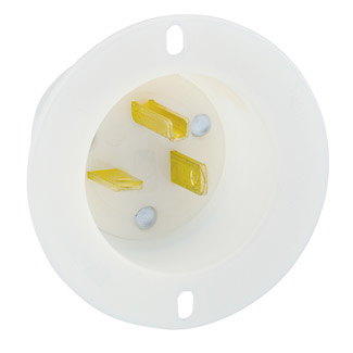 20 Amp, 125 Volt, Flanged Inlet Receptacle, Straight Blade, Industrial Grade