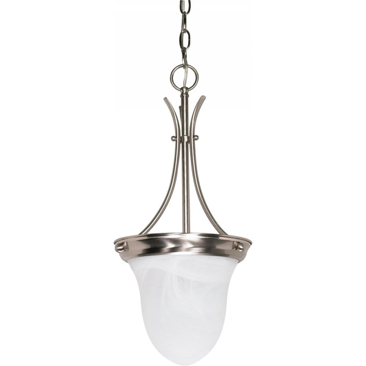 1 Light - 10" Pendant with Alabaster Glass - Brushed Nickel Finish