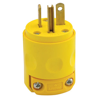 20 Amp, 125 Volt, NEMA 5-20P, 2-Pole, 3-Wire Grounding Plug, Straight Blade, Yellow