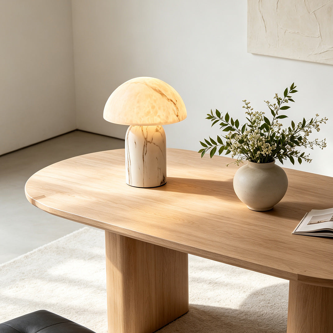 White Contemporary Table Lamps Japanese Stone-Texture Lamp