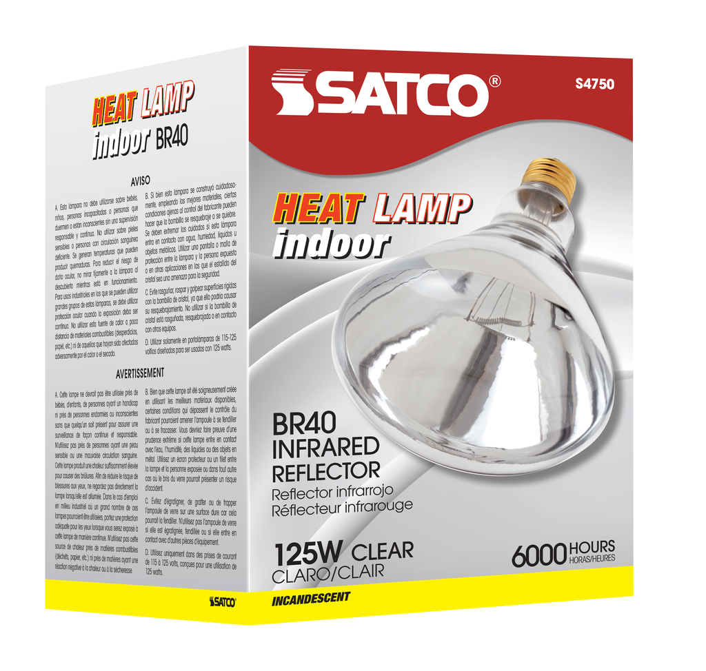 125 Watt R40 Incandescent; Clear Heat; 6000 Average rated hours; Medium base; 120 Volt