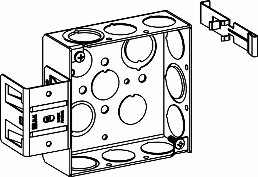 1-1/2" DEEP, 4" SQUARE (4S) BOX WELDED WITH MKO & MS BRACKET