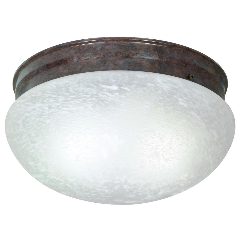 2 Light - 12" Flush with Alabaster Glass - Old Bronze Finish