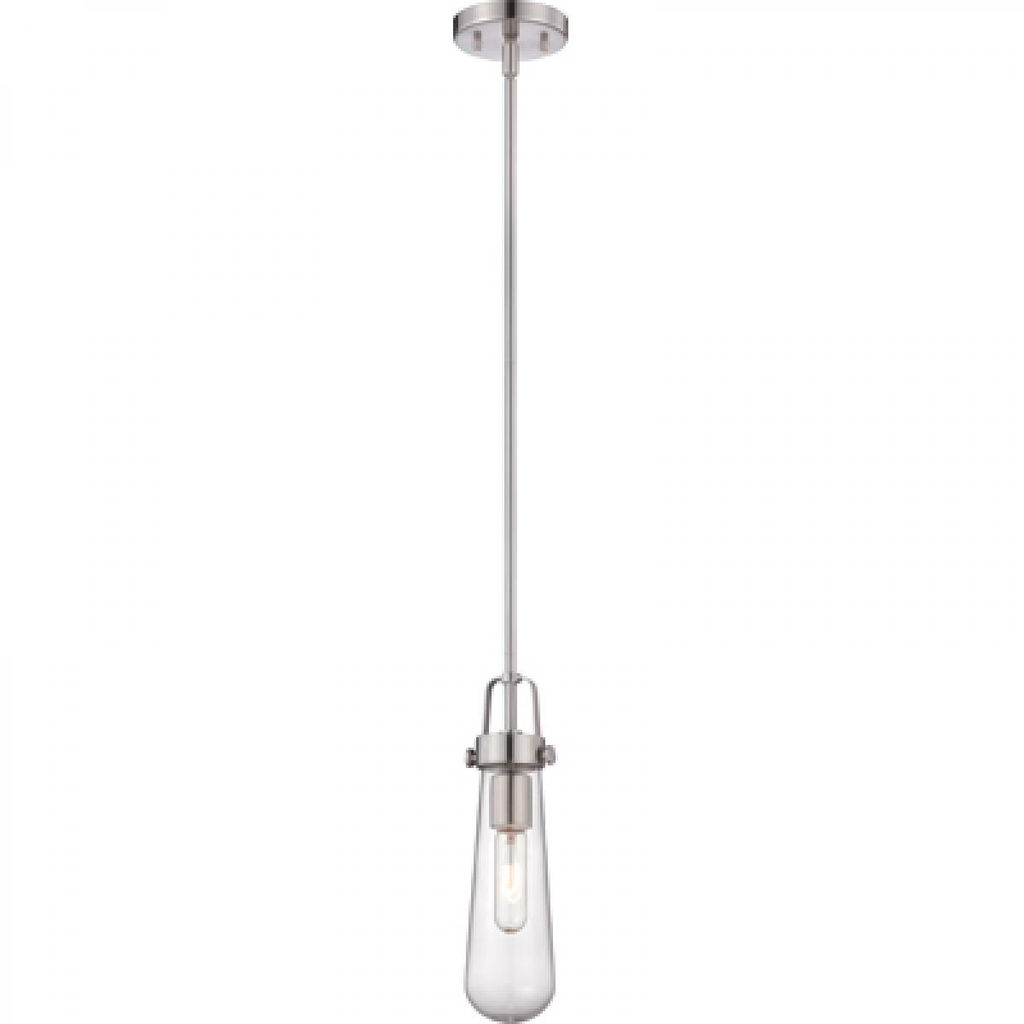 Beaker - 1 Light Mini Pendant with Clear Glass -Brushed Nickel Finish