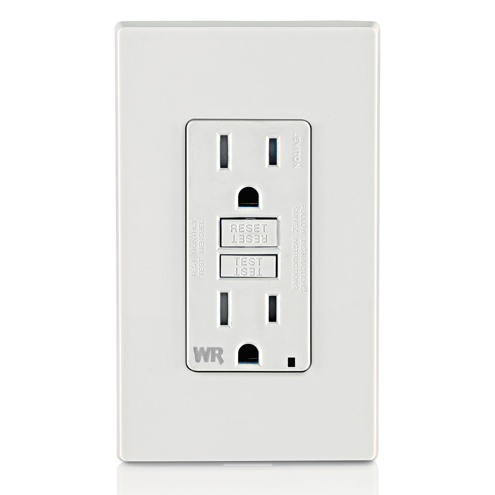 15 Amp GFCI Weather-Resistant Outlet, Self Test, Tamper-Resistant with LED Indicator Light