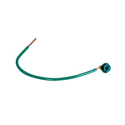 10" 12Ga. Solid Green Pigtail with Slotted Hex Ground Screw